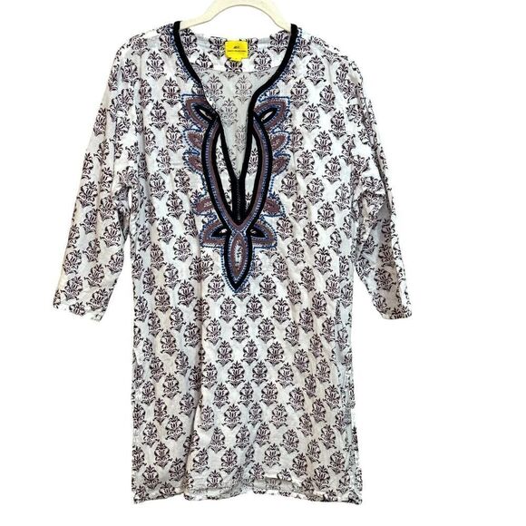 Roberta Roller Rabbit Tunic Cover Up Size Small Embroidered Kurta Swim Vacation - Picture 1 of 6